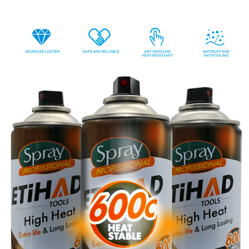 600 Celsius Hoge Temperatuur Zwarte en Zilveren Kleur Aerosol Spray Verf Hoge Hittebestendige Acryl Spray Verf voor Keuken BBQ