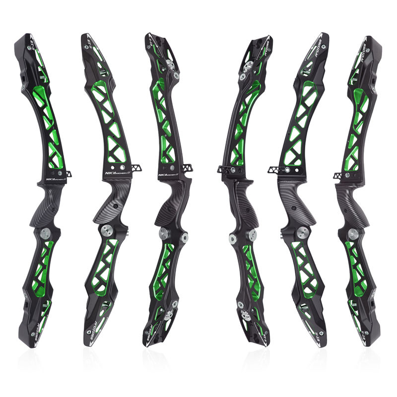 Elongarrow 25 inches rh/lh zwarte en groene gemengde kleur recurve boog risers