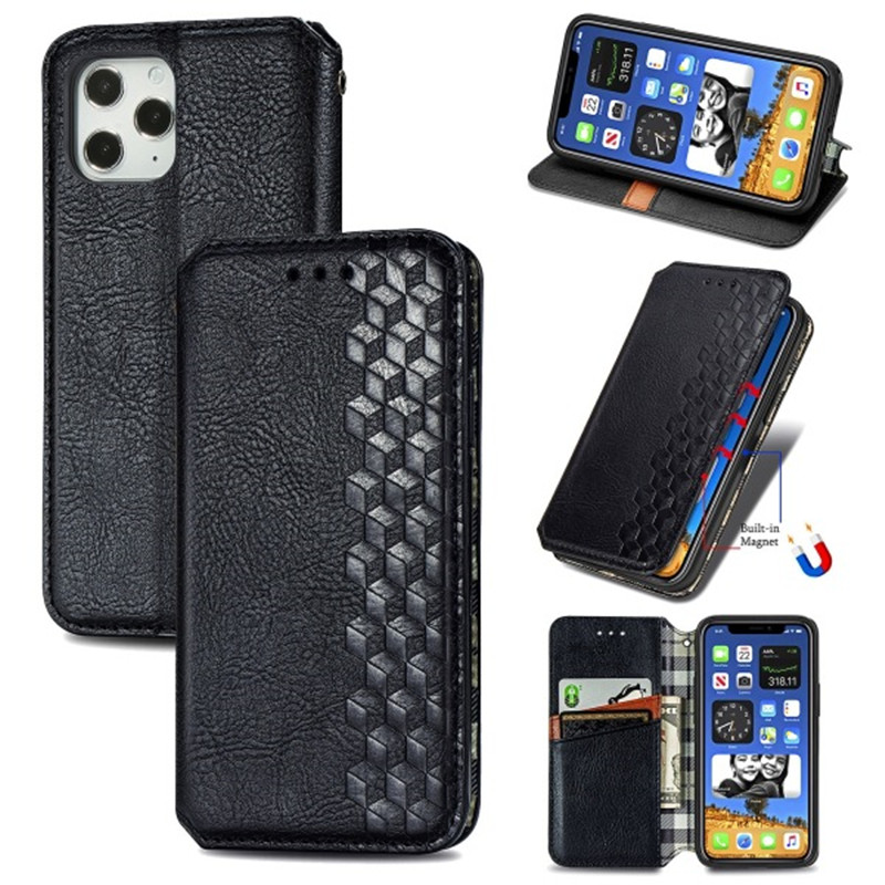 Toepasselijk op iPhone 13 Flip Magnetic Phone Leather Case, kaart ingevoegde portemonnee, Apple 12 Diamond gevormd tegenover de zuigbeschermingskoffer