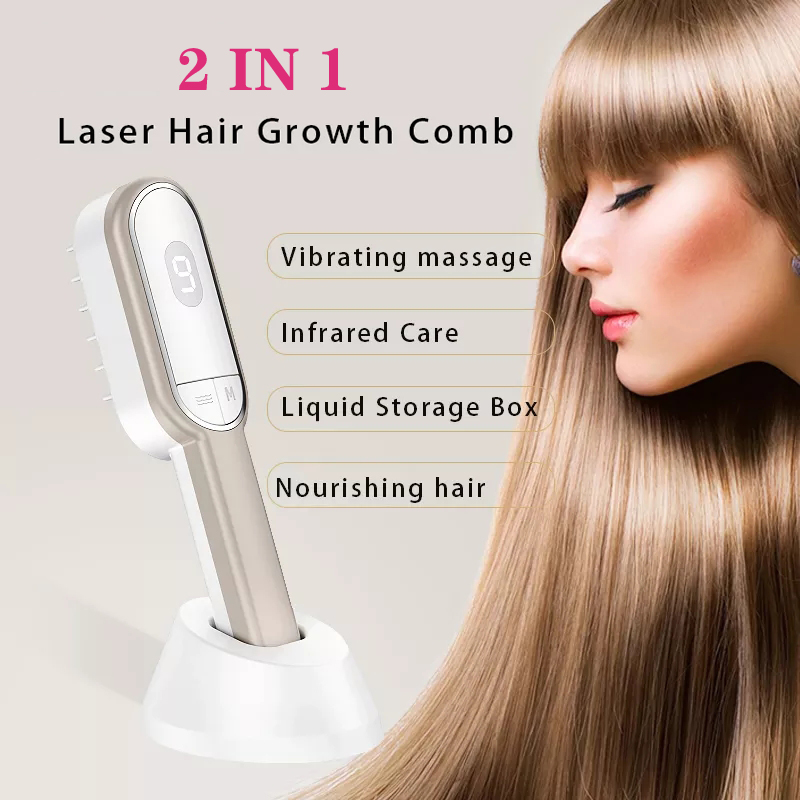 Oabes haarverzorgingskam laser haargroei kam hoofdhuid malp massager olie-control haarverlies preventie multifunctionele fototherapie ion haarverzorging kam combaal massagekam.