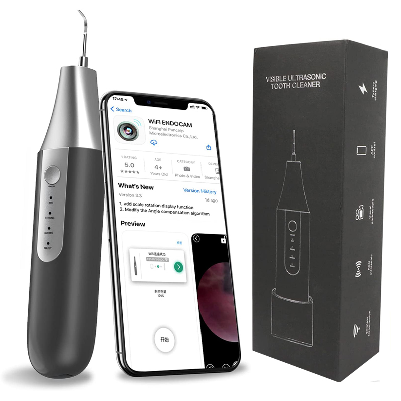 Linkbare Wi Fi zichtbare ultrasone tandreiniger - volwassen tandheelkundige kit tandheelkundige plaque remover, app voor iPhone en Android