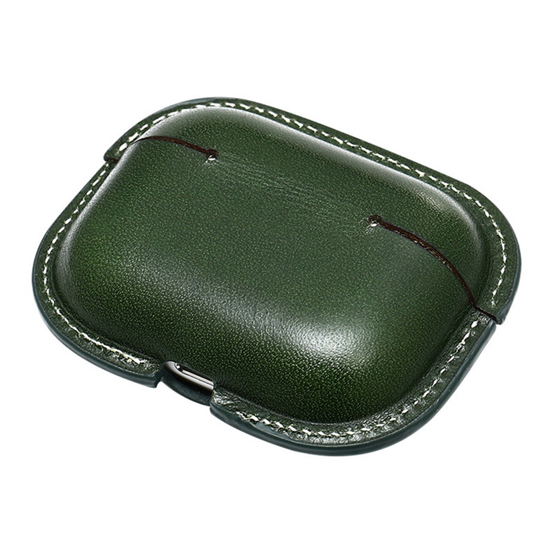 Nieuwe Apple AirPods Pro2 Protective Case, Military Green Color Matching Calfskin Integrated Protective Case, Bluetooth Headset Case Crash Resistant Leather Case