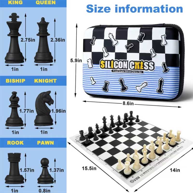 Silicone schaken educatief speelgoed spel siliconen schaakbord en stukken set