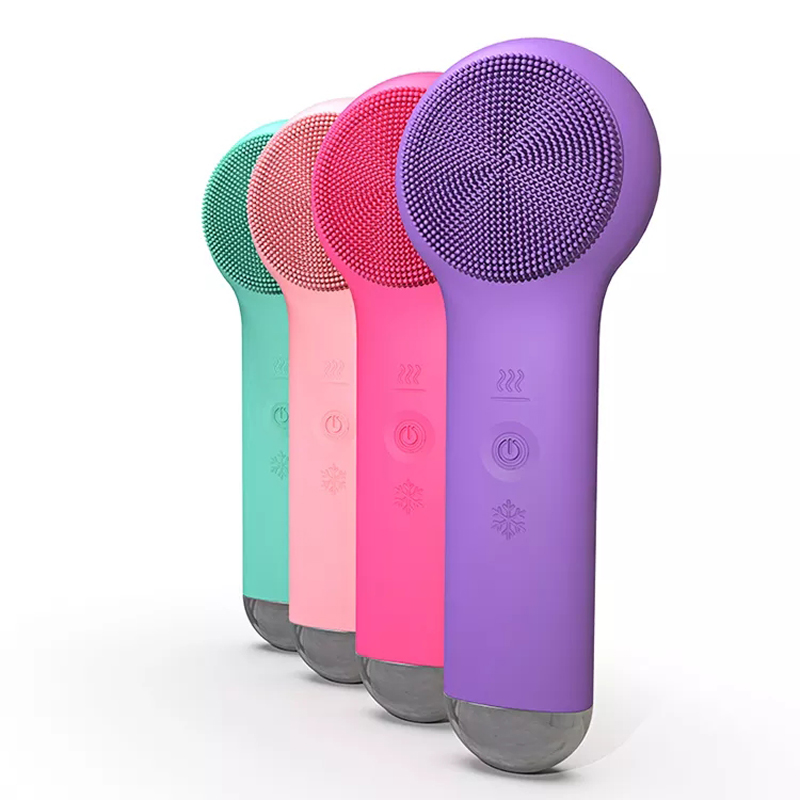 3 in 1 Warmte-koude massage reinigingsborstel Aangepaste Gezichtsschoonheidsborstel Waterdichte Elektronische Draagbare Ultrasone Exfoliërende Gezichtsreinigende Borstel