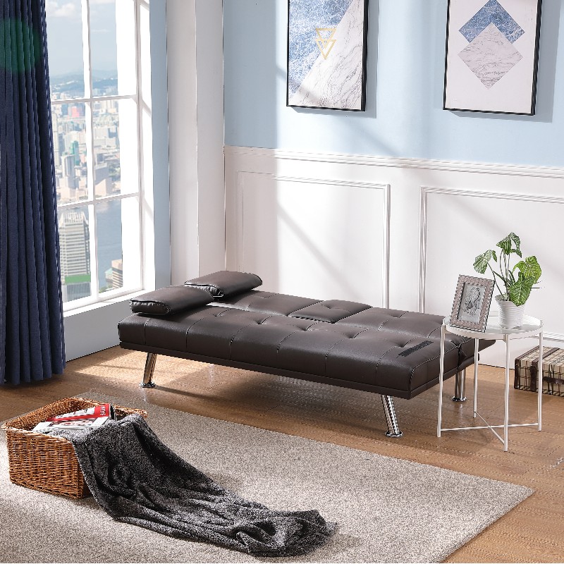 Faux lederen bank vouwbank met cuphouder