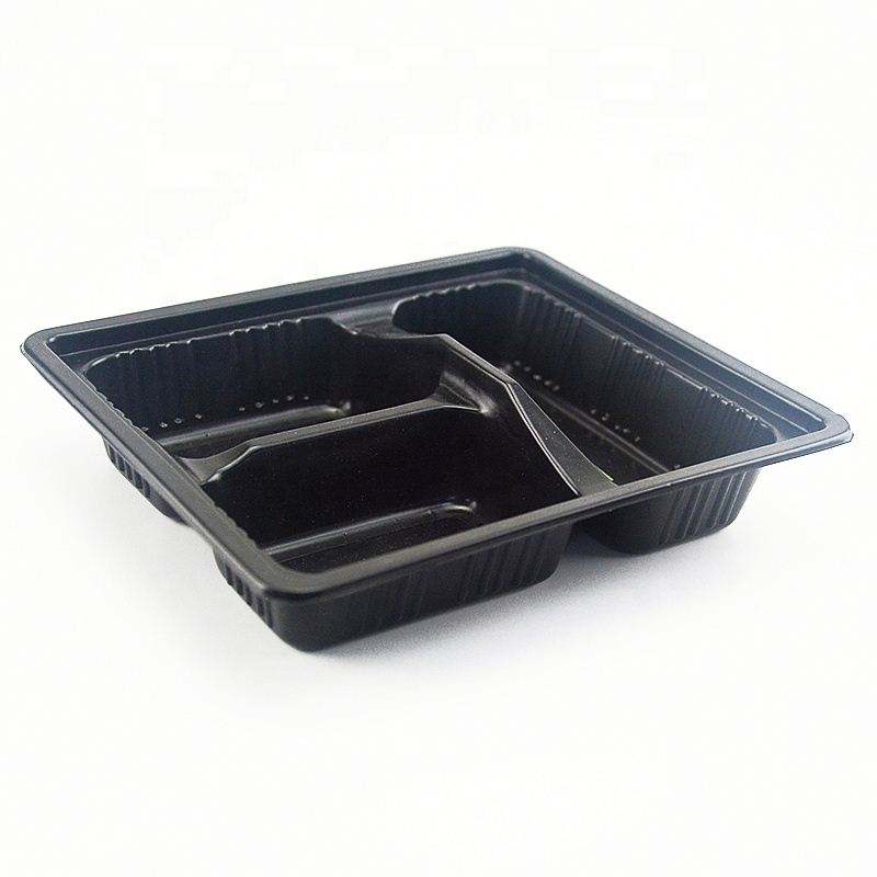 Groothandel wegwerp Plastic 3 Compartiment Lunchbox Voedselcontainerverpakking