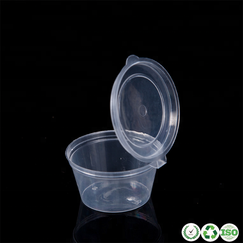 Wegwerp doorzichtige plastic sausbekers kruidencontainer met deksel