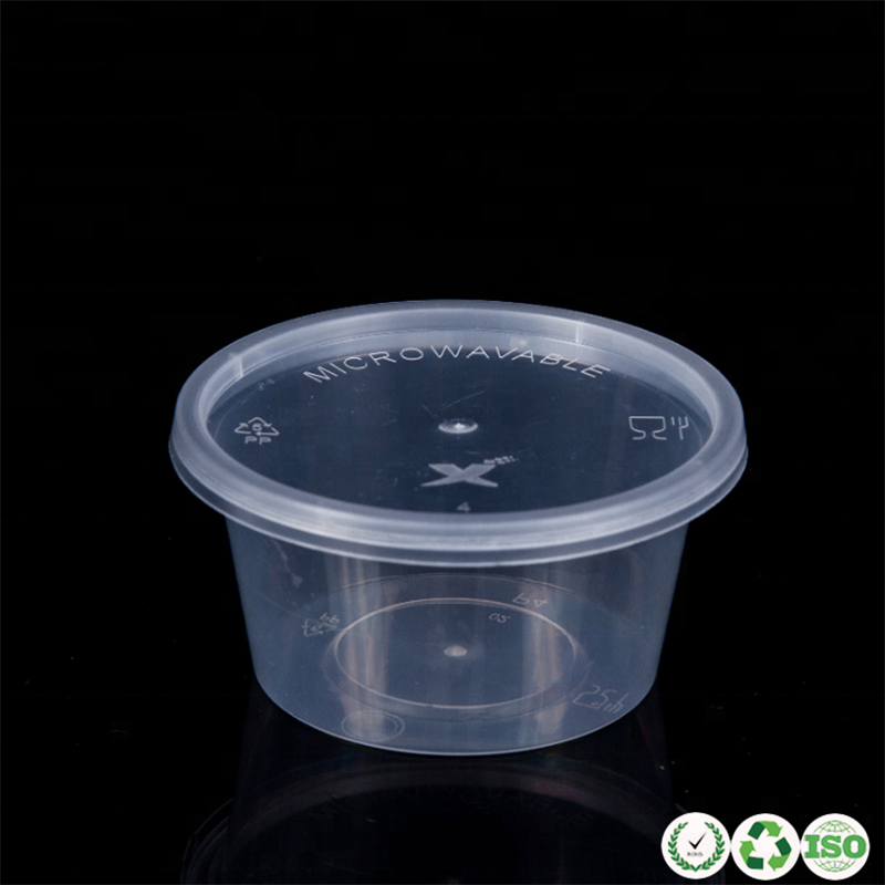 Wegwerp doorzichtige plastic sausbekers kruidencontainer met deksel