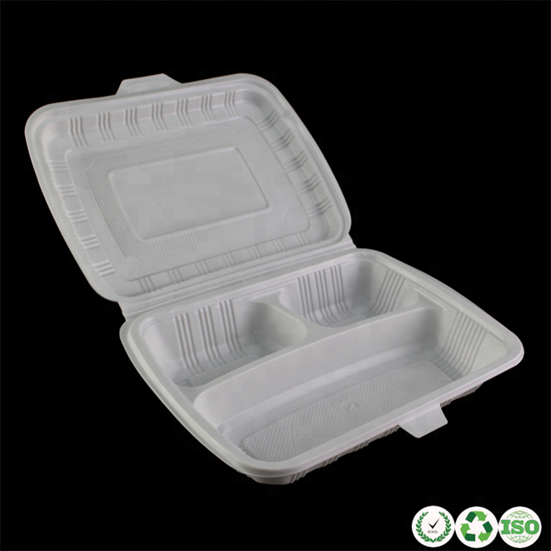Groothandel wegwerp Plastic lunchbox Biologisch afbreekbare maïszetmeelvoedselverpakkingscontainer