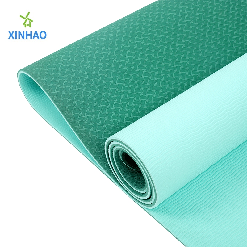 Milieubescherming Dubbele laag tweekleurige aanpasbare (4/6/8 mm) TPE Yoga Mat Groothandel, geschikt voor yoga, fitness, Pilates