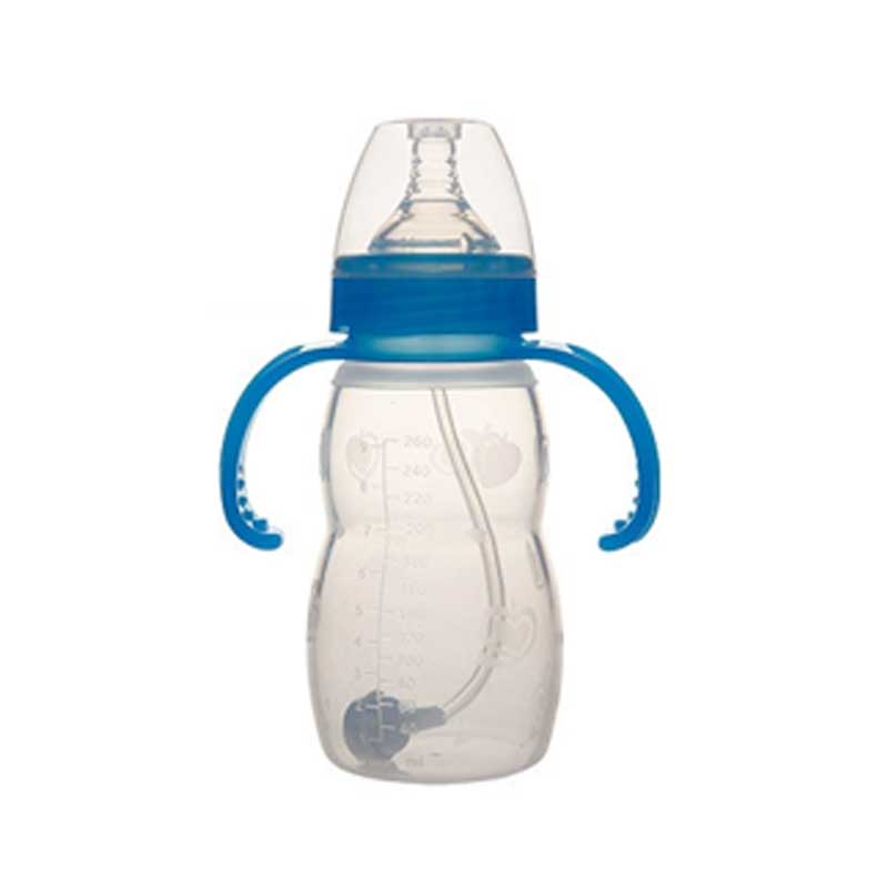 Hoogwaardige BPA gratis siliconen babyfles brede calibe met handvat baby anti-fall anti-flatulentie draagbare babyproducten bpa gratis