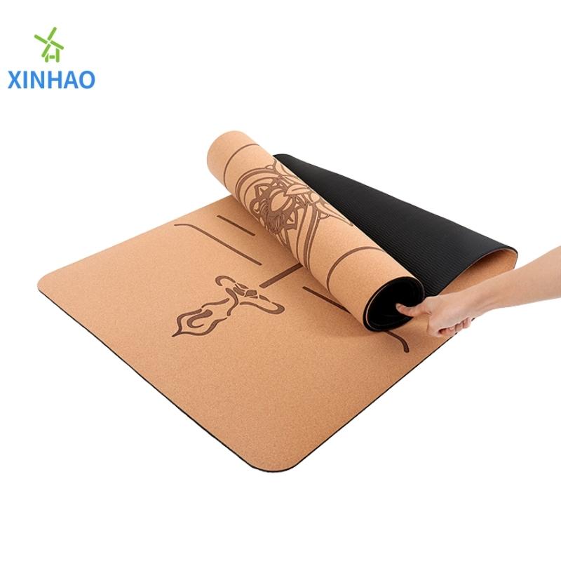 Amazon best verkopende kurk pu rubber yogamat groothandel, 4 mm/5 mm pu rubber kurkniet-slip yoga mat, ondersteuning aangepast logo of afdrukken