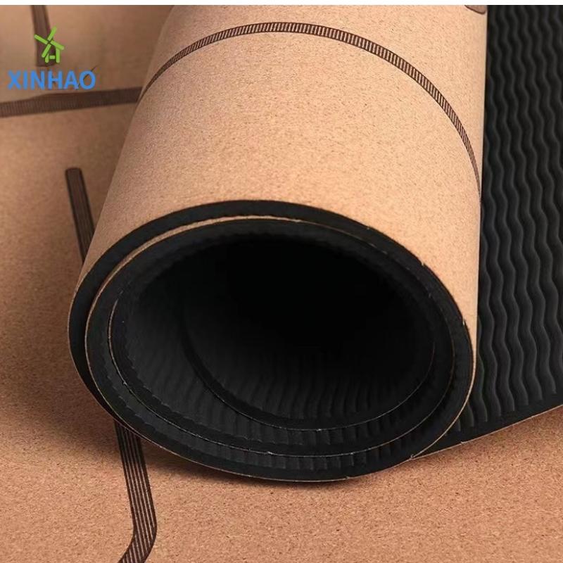 Amazon best verkopende kurk pu rubber yogamat groothandel, 4 mm/5 mm pu rubber kurkniet-slip yoga mat, ondersteuning aangepast logo of afdrukken