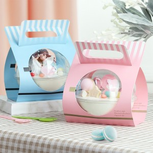 Hot Sale Mousse Cake Ball Packaging Box, groothandel ronde gebakverpakkingscontainer met papieren mouw voor mousse cake