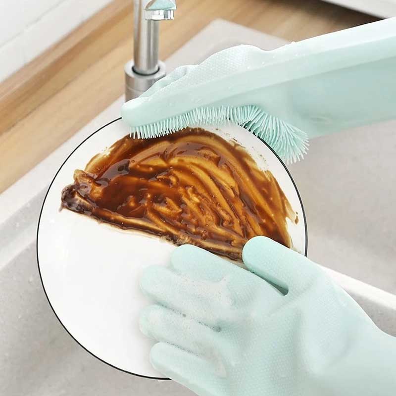 Keukenreinigingshandschoenen huishoudelijke handschoenen rubber wasmachine handschoenen voor het wassen van gerechten siliconenhandschoen vaatwassing,