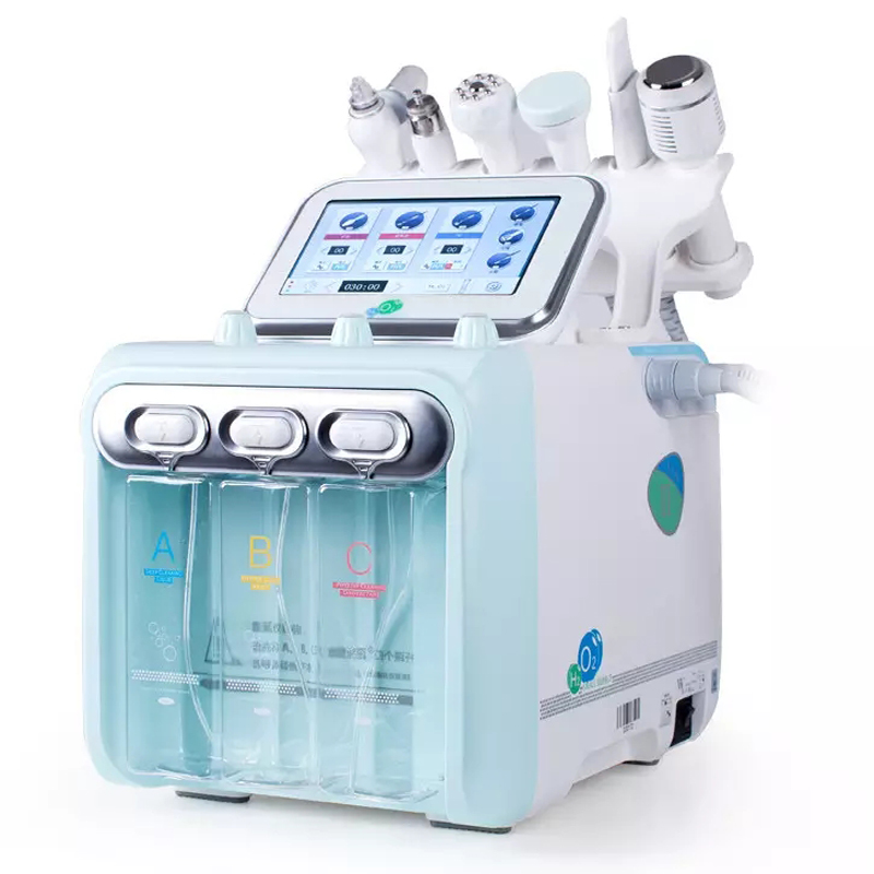 Waterstof zuurstof gezichtsmachine 6 in 1 H2O2 multifunctionele kleine bellen gezichtsgevel hydraterend schoonheidsinstrument beroep huid verjonging klein bellenapparaat