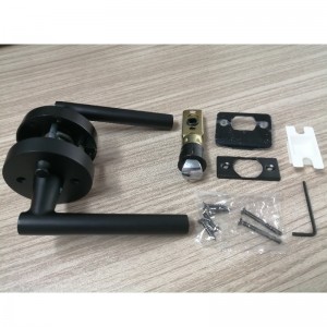 R7506 Zwarte deurgreephendel met modern eigentijds slanke ronde ontwerp voor thuisslaapkamer of badkamerprivacy, sleutelloze deurslot