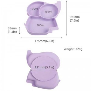 Zuigplaten voor baby\'s siliconen olifantenplaat complementaire voedsel set voor zuigelingen olifant bpa gratis baby diner kom siliconen aangepaste kleur acceptabel diner verdeeld bord voor kinderen