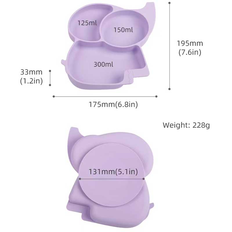 Zuigplaten voor baby's siliconen olifantenplaat complementaire voedsel set voor zuigelingen olifant bpa gratis baby diner kom siliconen aangepaste kleur acceptabel diner verdeeld bord voor kinderen