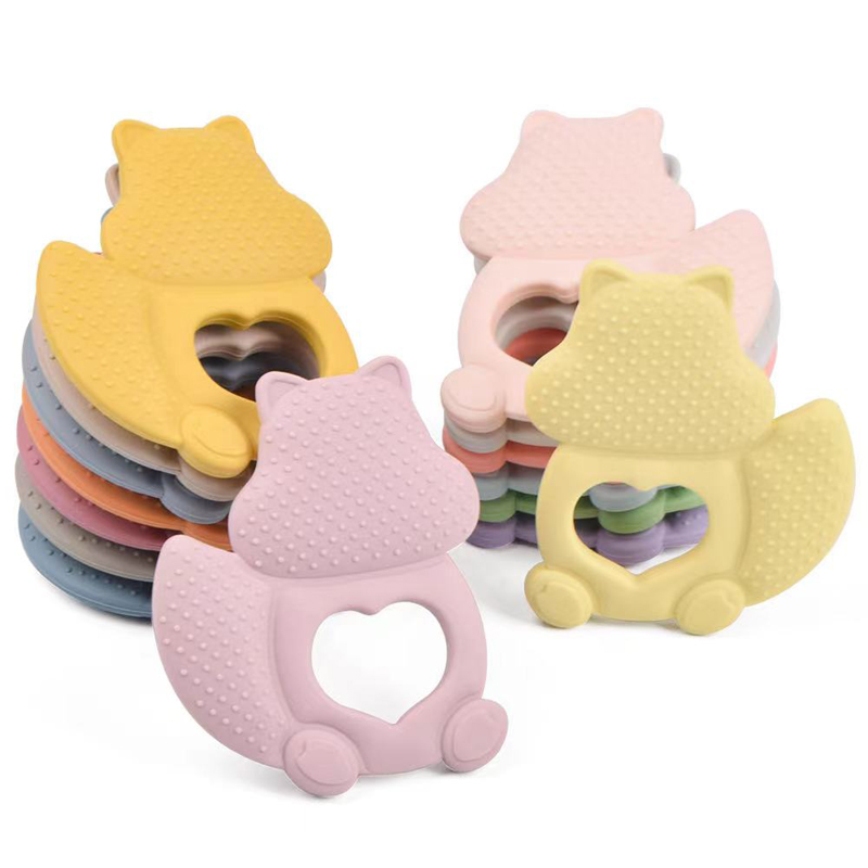 Squirrel Cartoon BPA Gratisnieuwe baby TEETER TOETEET TOETE SILICONE BABYONE CHEW TOETEETL Soft Kauw Toy Baby Taint Dissing Sticks kookbare voedselkwaliteit Siliconen TEETER