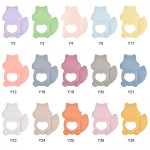 Squirrel Cartoon BPA Gratisnieuwe baby TEETER TOETEET TOETE SILICONE BABYONE CHEW TOETEETL Soft Kauw Toy Baby Taint Dissing Sticks kookbare voedselkwaliteit Siliconen TEETER
