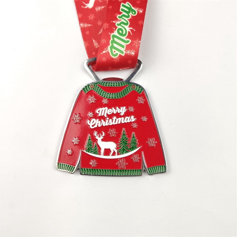 Silver Medal Santa Running Medals Custom Medals cadeau voor Kerstmis