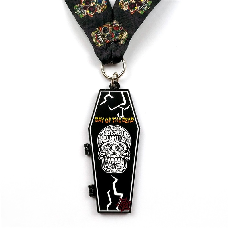 Metal Die Casting 7/8-inch Matte black metal medaille Halloween Clamshell Sports Medals