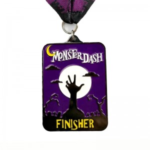 Metal Die gieten Matte Black Metal Medal Halloween Flip-Open Sports Medals