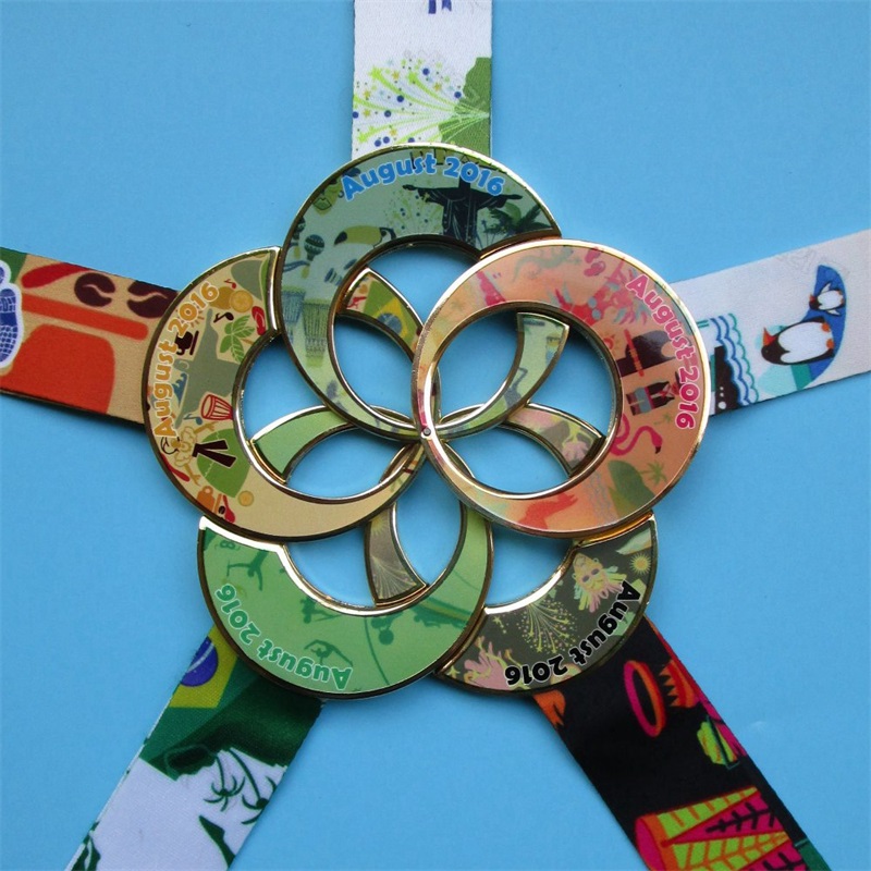 Medaille 3D UV -afdrukken aangepaste vorm logo metal sport medaille voor groothandel