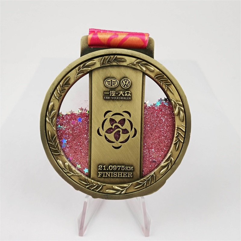Injecteer glitter ster vloeistof drijfzand medailles cadeau aangepaste medailles email