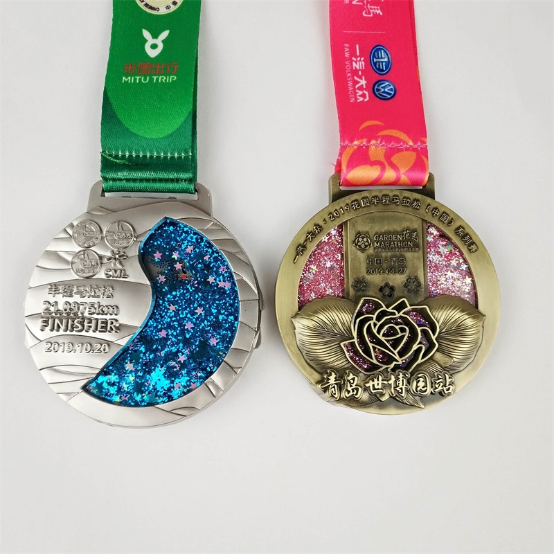 Aangepaste marathonmedailles zinklegering Die casting race medaille fun run medaille