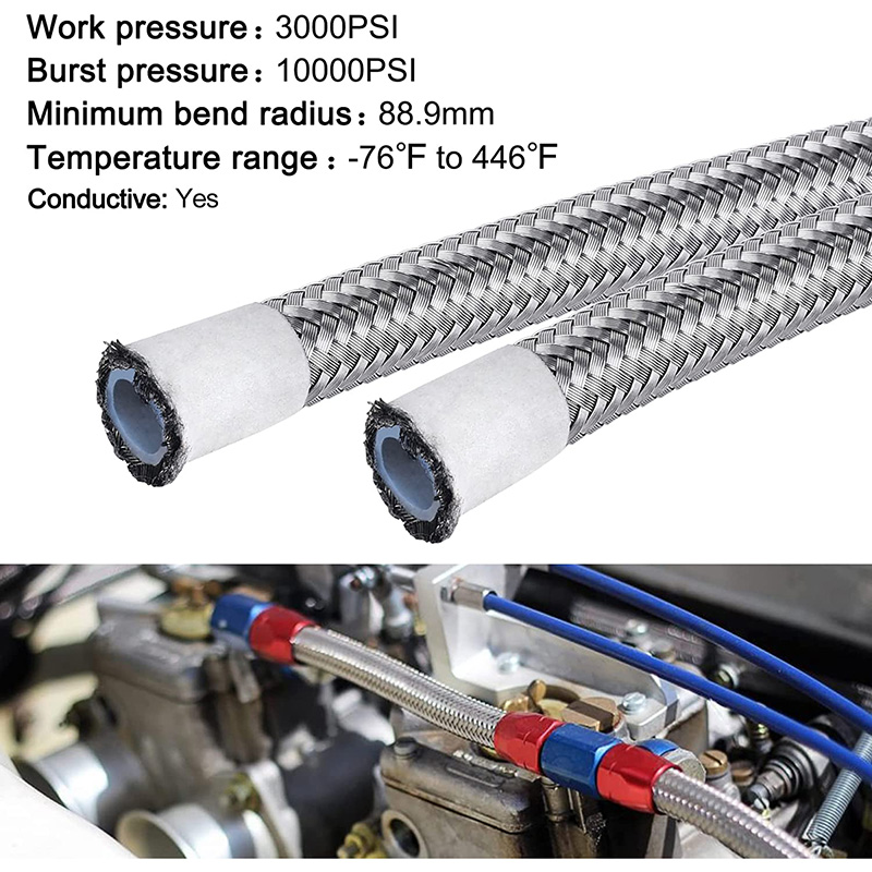 PTFE E85 brandstofleidingslang roestvrij staal gevlochten