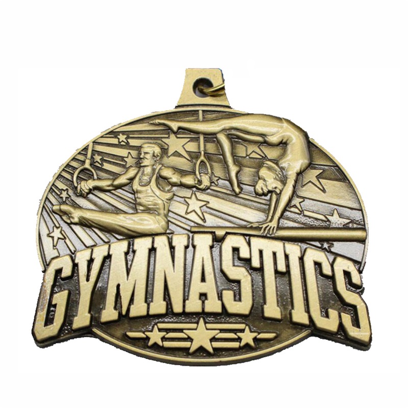 18K vergulde vierkante rechthoek medaillon hanger ritmische gymnastiekmedaille