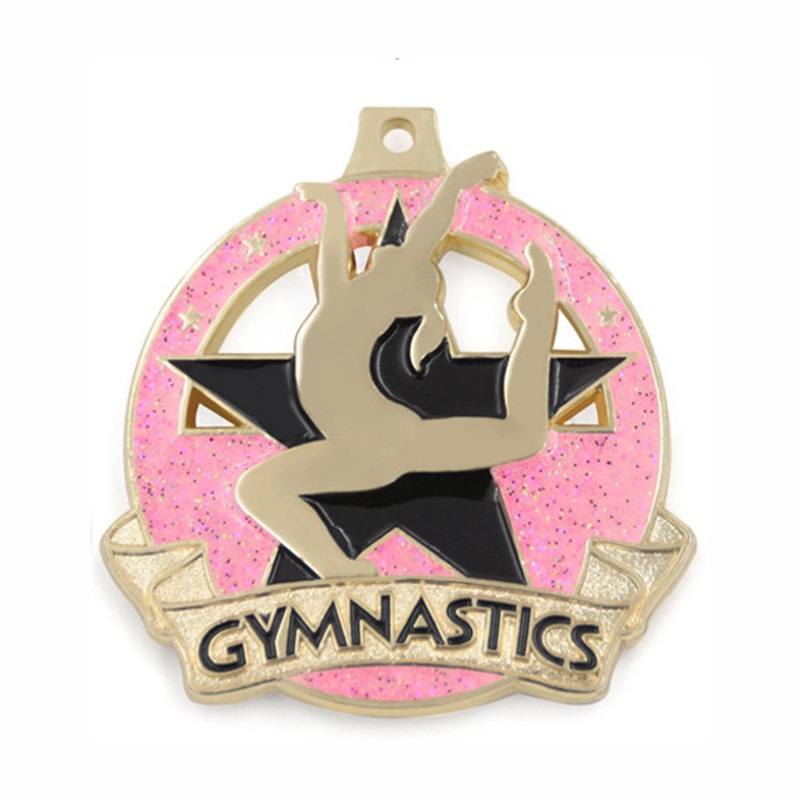 Gag 18K Gold vergulde vierkante rechthoek medaillon hanger ritmische gymnastiekmedaille