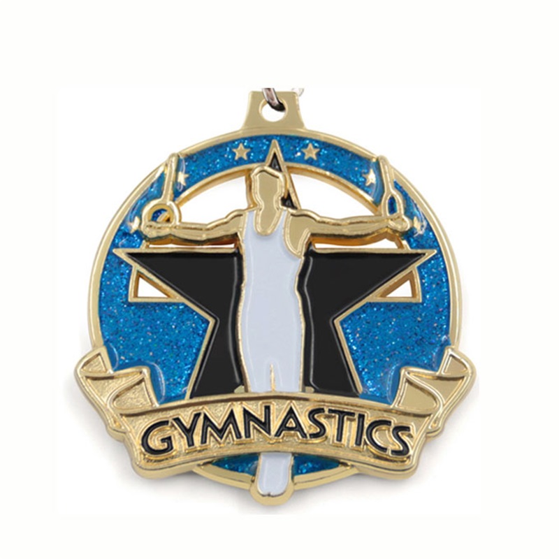 Aangepaste medailles email 18k Gold vergulde vierkante rechthoek medaillon hanger medaille gymnastiek