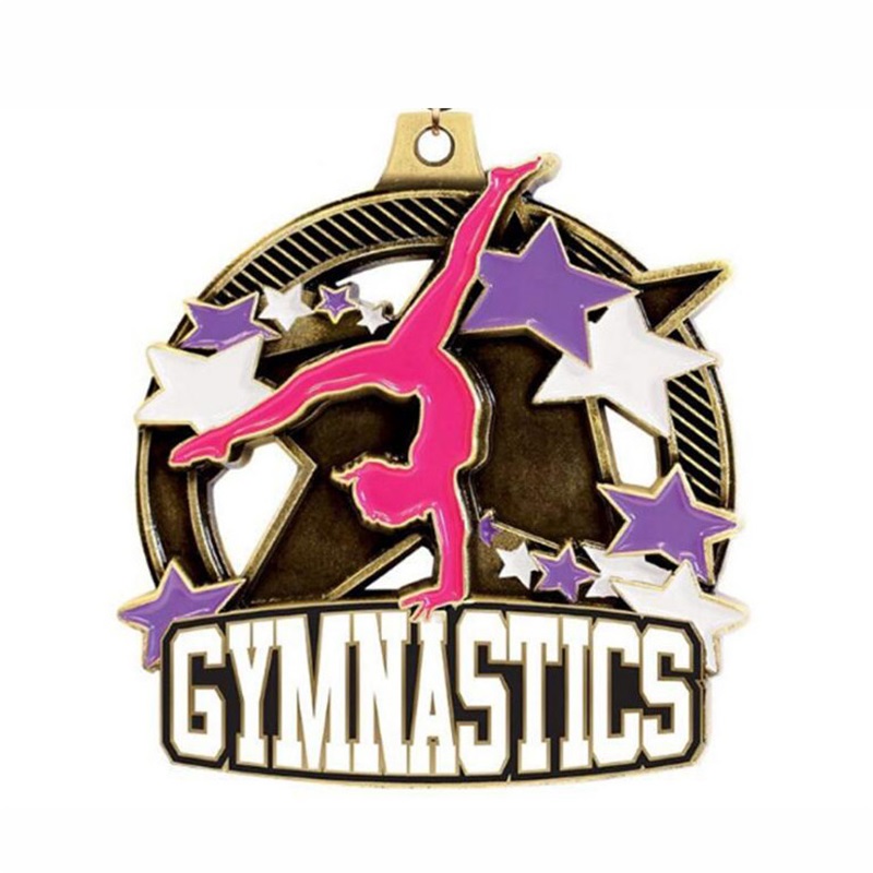 Aangepaste medailles email 18k Gold vergulde vierkante rechthoek medaillon hanger medaille gymnastiek