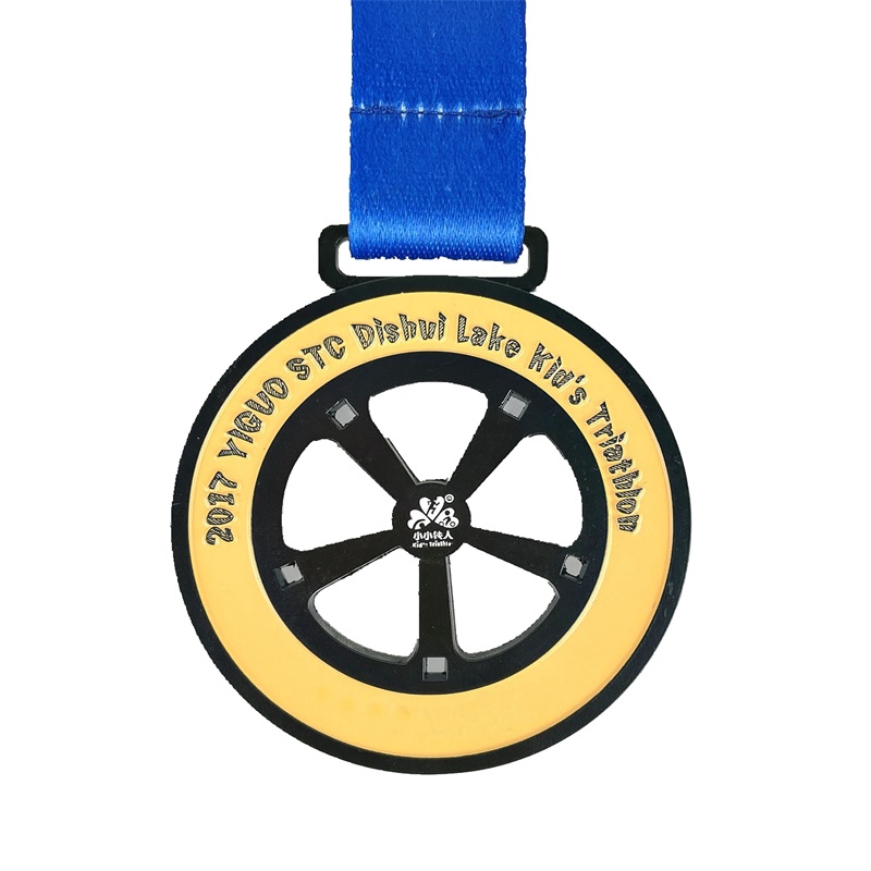 Gag aangepaste metaal gegraveerde coole sport email Medal triathlon medailles 3D spinnen medaillemarathon
