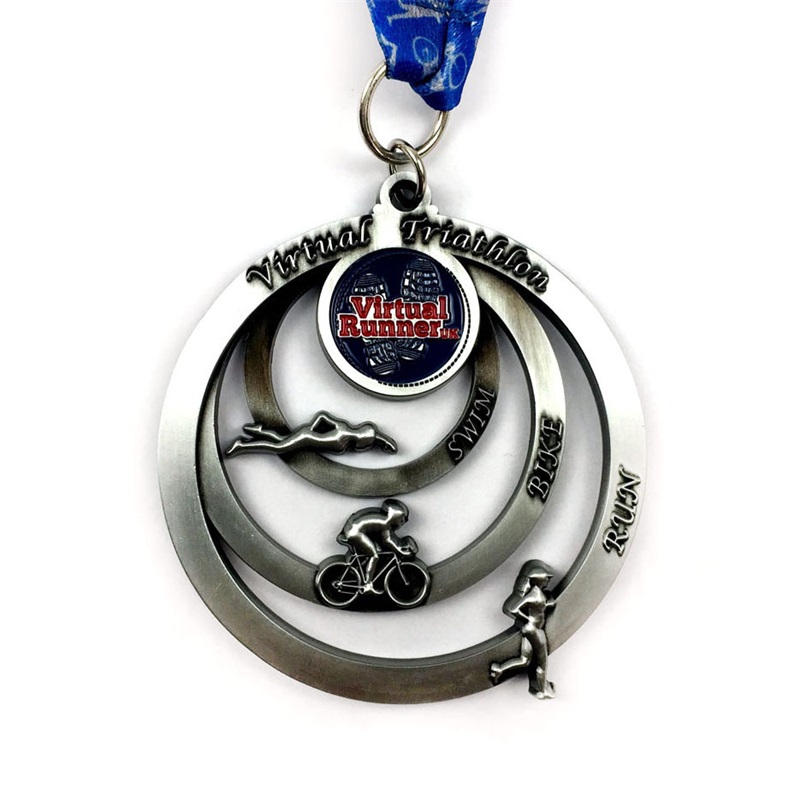 Award Medals Custom Antique Medals Rebin Design 3D Triathlon Medal