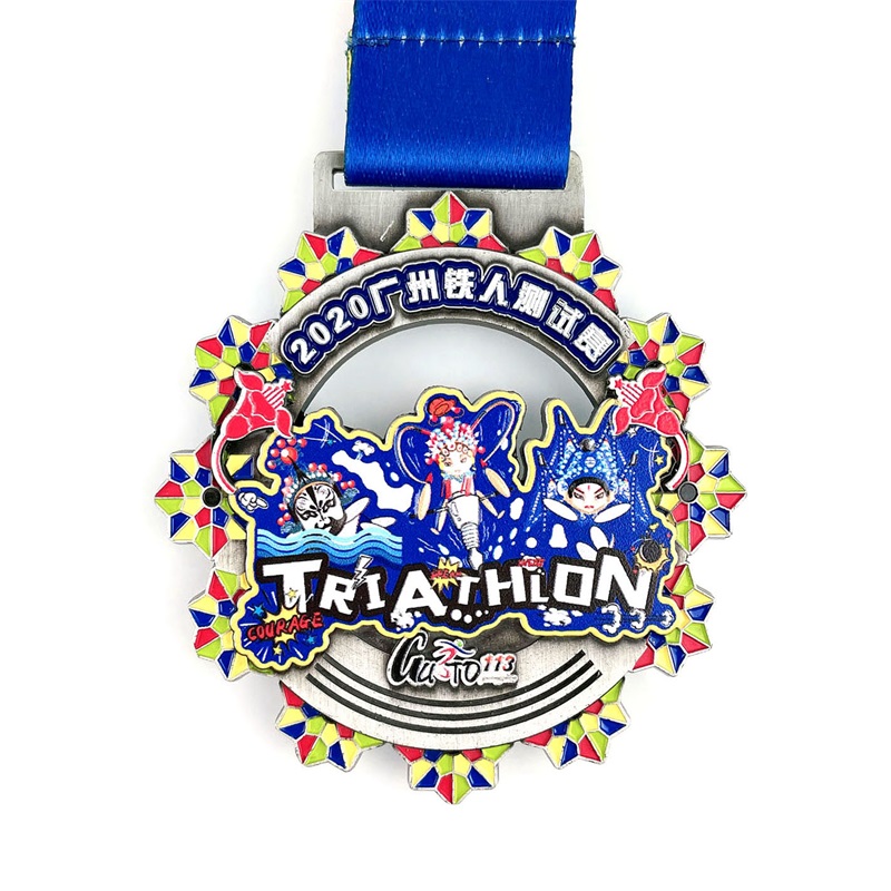 Mooie ontwerpmedaille 3D UV -print email Medallion Triathlon Medals