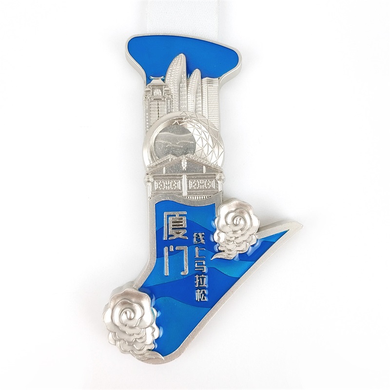 Marathon Medal Aangepaste UV Print Blue Email Religieuze medaille