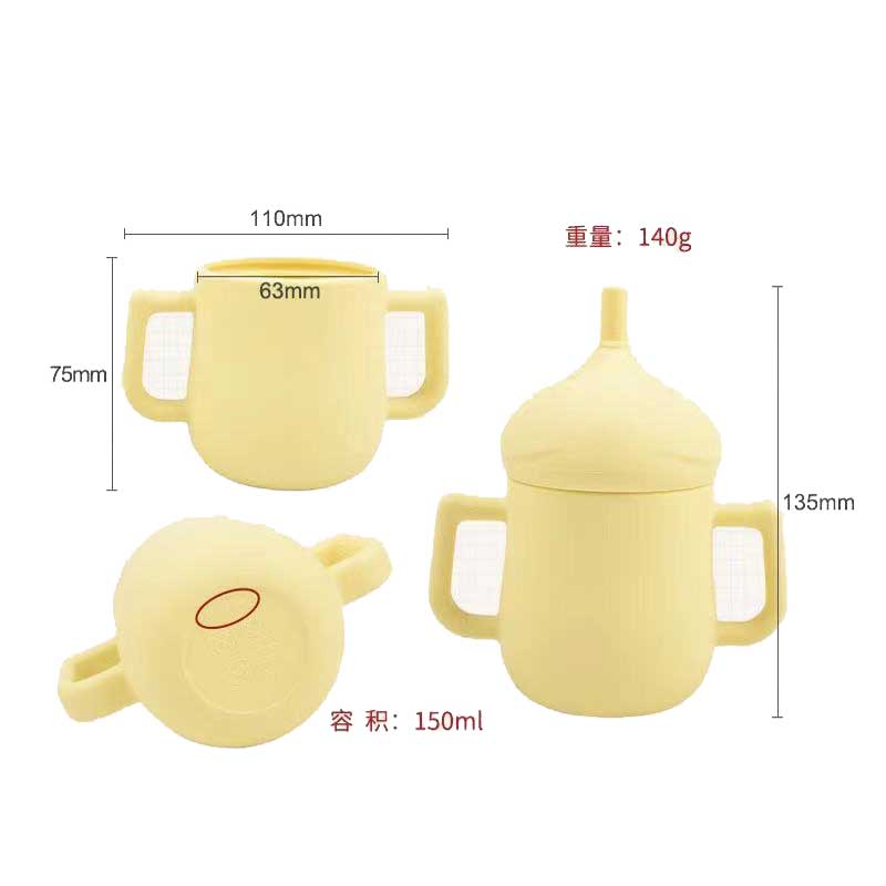 Voedsel Siliconen Baby Strawbekers Kinderen Peuter Kinderen Drink BPA Gratis Silicone Snack Cup Peuters Sippy Cup met handgrepenhouder