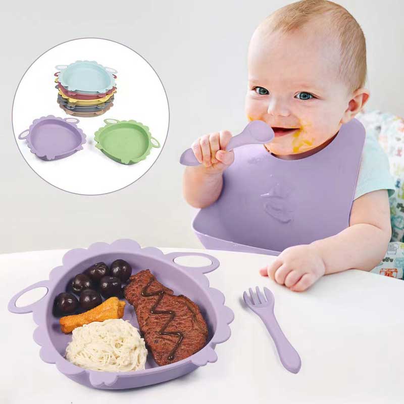 Baby Tabree Schaap Schaap Kwaliteit Siliconen Zachte baby Feeding Bowl Non BPA Dinner Siliconen Voerplaten voor peutersplaten