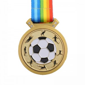 Gag Design Metal 3D Logo voetbalvoetbal Race Sport Gold Award Medals Factory Custom Medal With Ribbon