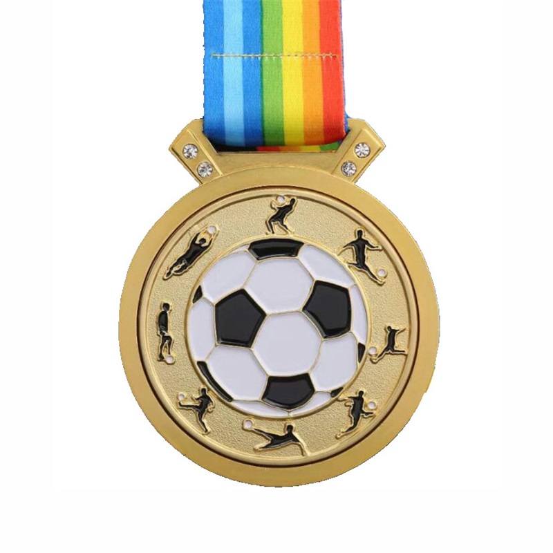 Gag Design Metal 3D Logo voetbalvoetbal Race Sport Gold Award Medals Factory Custom Medal With Ribbon