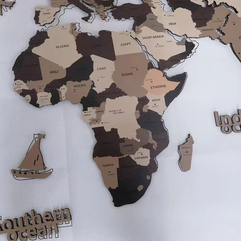 3D houten wereldkaart