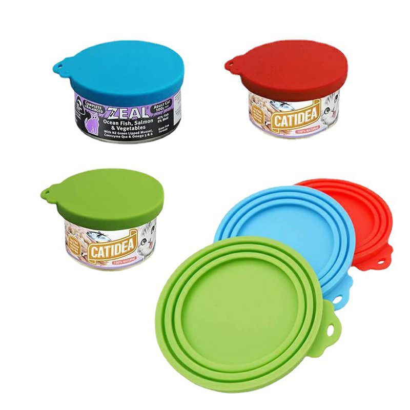 Silicone Food Jar Deksels, Universal BPA gratis siliconen potdeksels voor honden- en kattenvoer, dekking voor het behoud van huisdieren, een potdeksel past op de meeste standaardhondenhond en kattenvoer