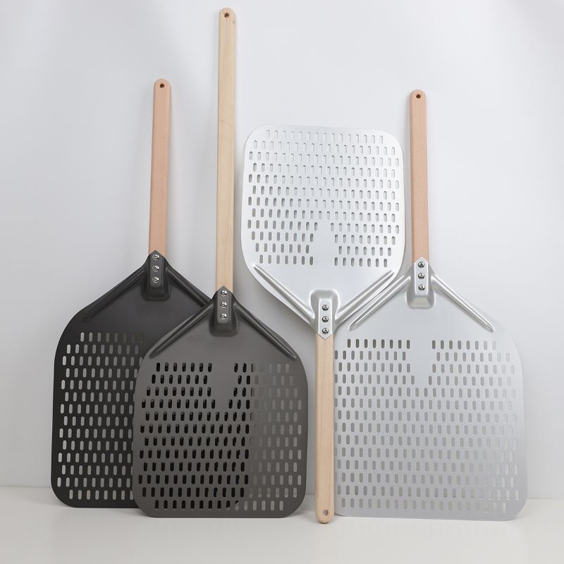 Afneembare Geanodiseerde 12inch 14inch Geperforeerde Aluminium Pizza Peel Pizza Shovel Pizza Spatel Pizza Turner