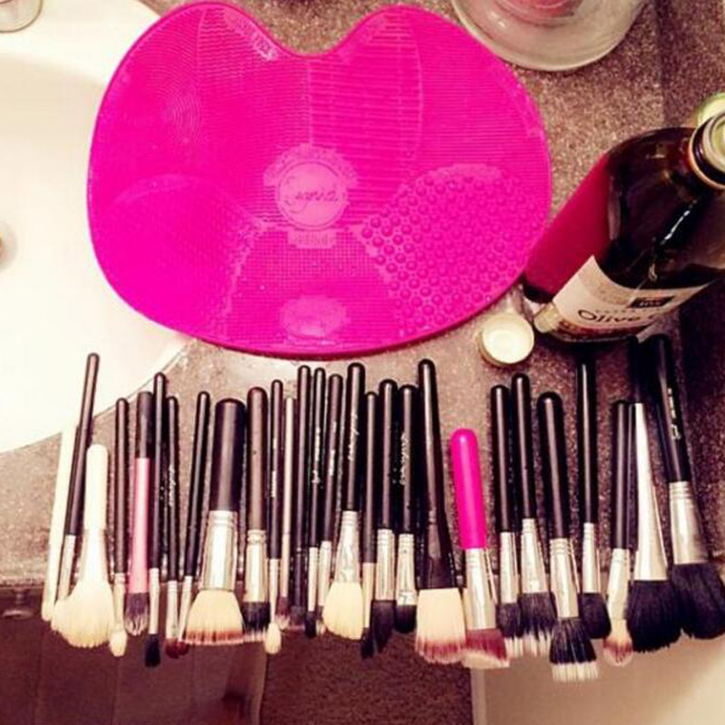 Siliconen Cosmetische borstel Reinigingskussen Portable reinigingsgereedschap met Suction Cup Cosmetische borstel Reinigingsgereedschap Siliconen Reiniging Cosmetische borstelkussen met Suction Cup Apple-vormige padreinigingskussen Reinigingsvak