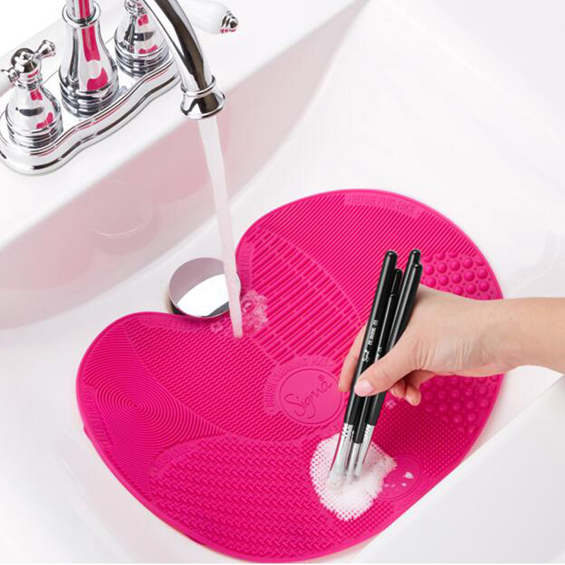 Siliconen Cosmetische borstel Reinigingskussen Portable reinigingsgereedschap met Suction Cup Cosmetische borstel Reinigingsgereedschap Siliconen Reiniging Cosmetische borstelkussen met Suction Cup Apple-vormige padreinigingskussen Reinigingsvak