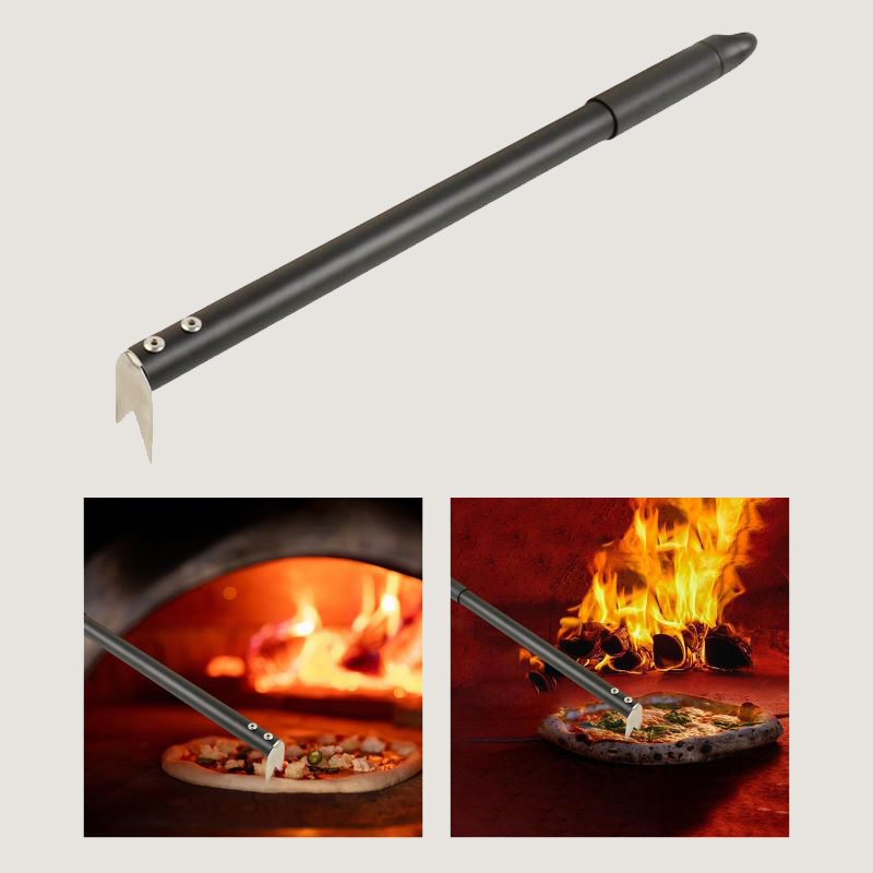 Pizza vork roestvrij staal pizza flipper turner 43cm/16.9 inch lange handgreep pizza spinnen vork voor pizza oven/grill, gemakkelijk te draaien peeling voor pizza